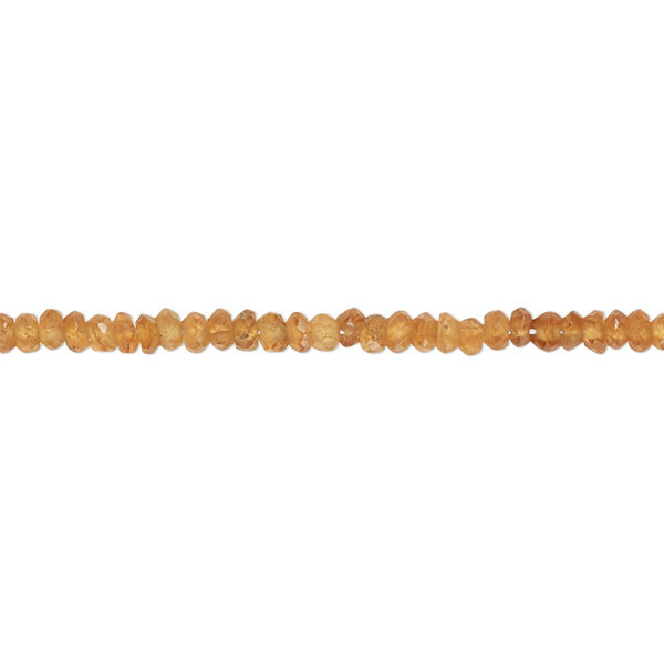 Bead, hessonite garnet (natural), 3x1mm-4x2mm hand-cut faceted rondelle with 0.4-1.4mm hole, B+ grade, Mohs hardness 7 to 7-1/2. Sold per 15-1/2" to 16" strand. image number 0
