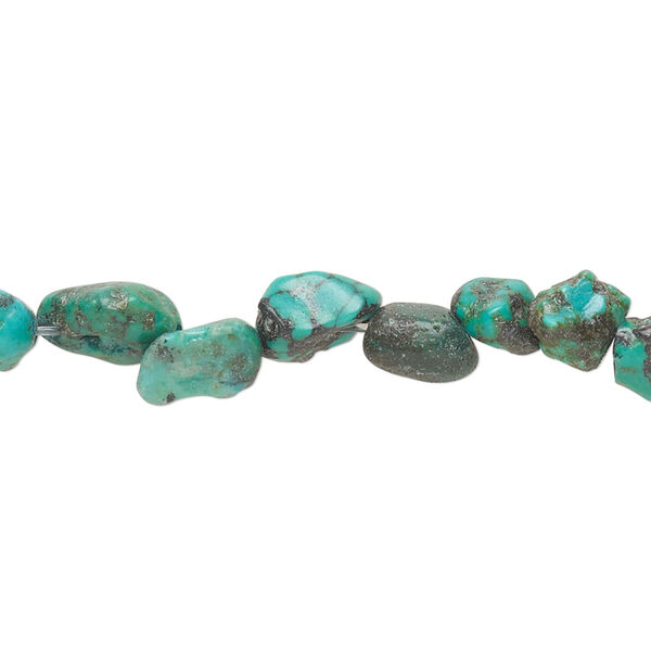 Bead, turquoise (dyed / stabilized), green-brown, mini to small nugget, Mohs hardness 5 to 6. Sold per 15-1/2" to 16" strand. image number 0