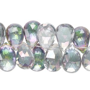Luster topaz 1pkg1, hand-cut top-drilled faceted puffed teardrop bead 8 inch 13x8mm-15x10mm