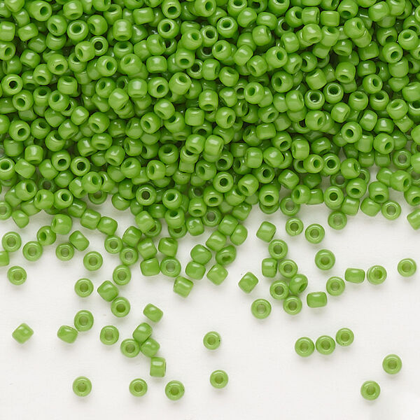 Seed bead, Dyna-Mites™, glass, pkg/40g, #11 round, opaque jade green, (746 11/0 RR). image number 0