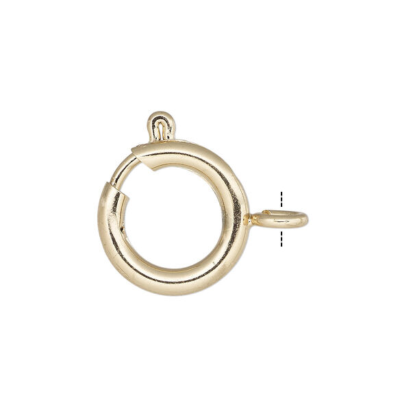 Clasp, springring, gold-finished brass, 14mm. Sold per pkg of 10. image number 0