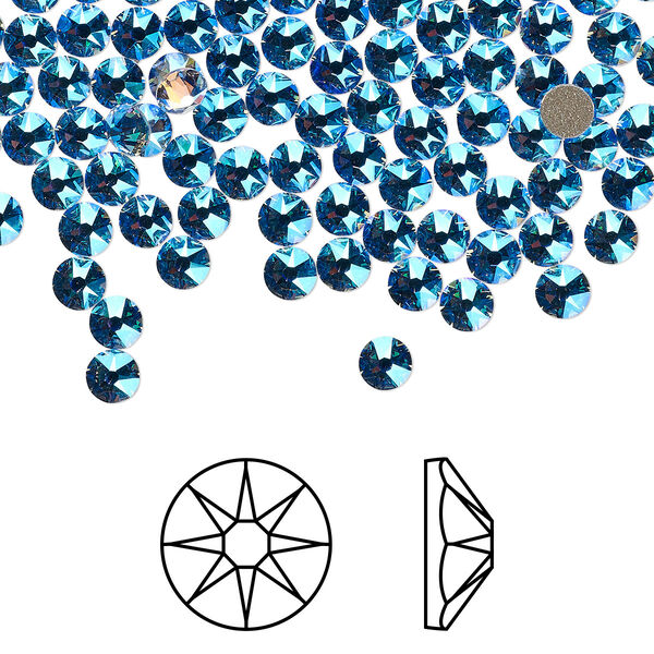 Flat back 144pk light sapphire shimmer foil back, Crystal Passions® 3-3.2mm rose round SS12 2088 image number 0