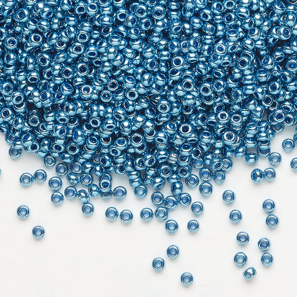 Seed bead, Preciosa Ornela Czech glass, pkg/50g, #11 rocaille, opaque metallic blue, (18336). image number 0