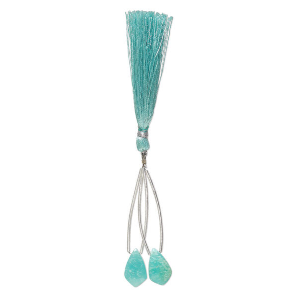 Amazonite 1pkg2, hand-cut top-drilled puffed kite bead natural B grade, 17x10mm image number 1