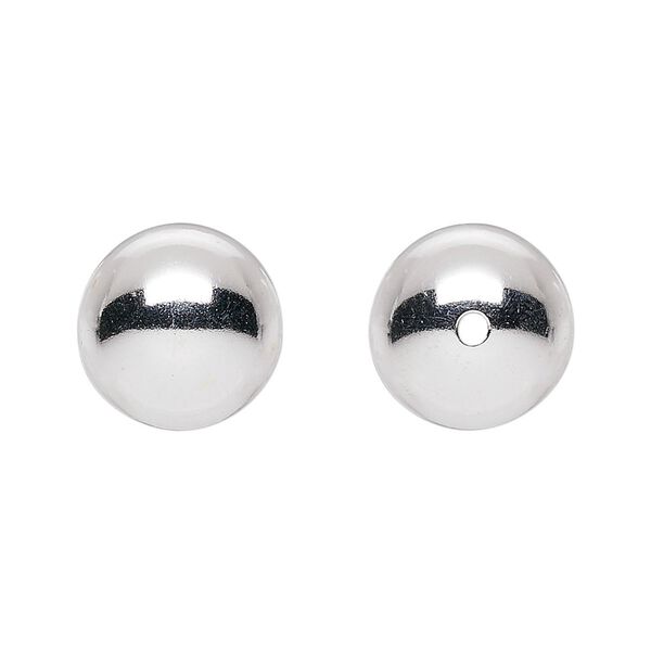 Bead, sterling silver, 14mm seamless smooth round. Sold per pkg of 6. image number 0