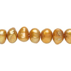 Freshwater pearl 1pkg1, flat-sided potato, 15 inch burnt umber 6-7mm cultured