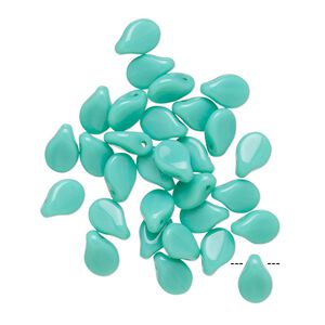 Bead, Preciosa Pip™, Czech pressed glass, opaque turquoise blue, 7x5mm top-drilled pip. Sold per pkg of 30.
