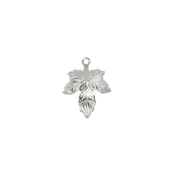 Charm, silver-plated brass, 12mm maple leaf. Sold per pkg of 100. image number 0