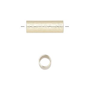 Bead, gold-finished steel, 18.5x6mm round tube with geometric design. Sold per pkg of 10.