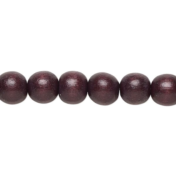 Bead, Taiwanese cheesewood (dyed / waxed), chocolate brown, 7-8mm round. Sold per pkg of (2) 15-1/2" to 16" strands. image number 0