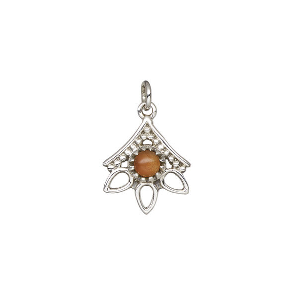 Carnelian / sterling silver 1pkg1, open beaded drop antiqued 14x12.5mm image number 1