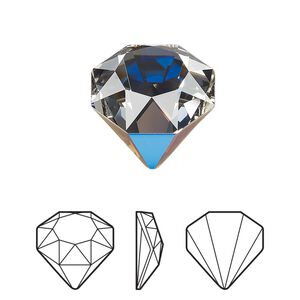 Fancy stone 1pk crystal Bermuda metallic blue Z foil back, Crystal Passions® 18mm tilted chaton 4928