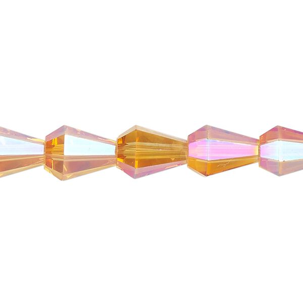 Bead, glass, crystal astral pink, 10x8mm faceted teardrop. Sold per 15-1/2 to 16-inch strand. image number 0