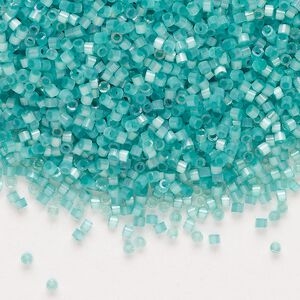 Seed bead, Delica®, glass, pkg/7.5g, #11 round, opaque silk satin luster light aqua green (DB-1812).