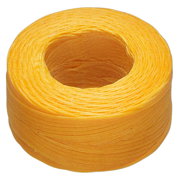Thread, Hemptique®, polyester, pkg/50 yards, gold, 0.8mm braided flat. image number 0