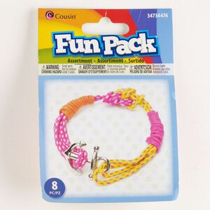 Bracelet kit, silver-finished "pewter" (zinc-based alloy) and nylon, multicolored, mixed shapes. Sold per set of 8 pieces.