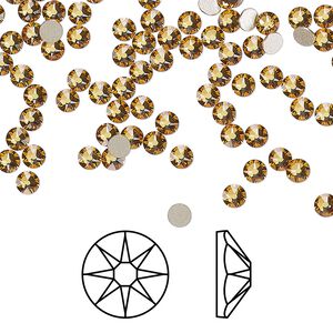 Flat back 144pk golden topaz foil back, Crystal Passions® 3-3.2mm rose round SS12 2088