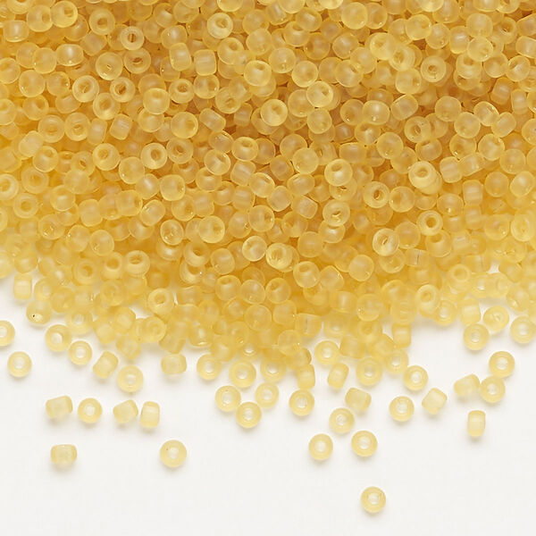 Seed bead, Dyna-Mites™, glass, pkg/1/2kg, #11 round, translucent matte light amber yellow, (3MA 11/0 RR). image number 0