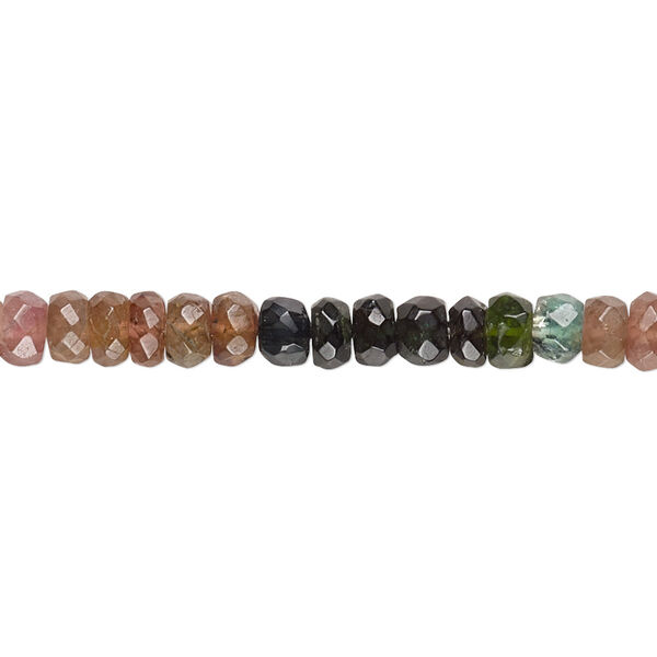 Bead, multi-tourmaline (natural), 5x2mm hand-cut faceted rondelle, B- grade, Mohs hardness 7 to 7-1/2. Sold per 15-1/2" to 16" strand. image number 0