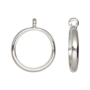 Drop, silver-finished "pewter" (zinc-based alloy), 22mm open round. Sold per pkg of 4.