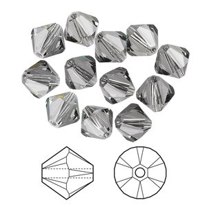 Bead 12pk black diamond, Crystal Passions® 8mm bicone 5328