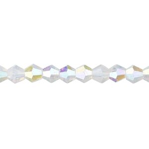 Bead 1pk translucent clear AB frosted, Celestial Crystal® 6mm bicone 15.5-16 inch