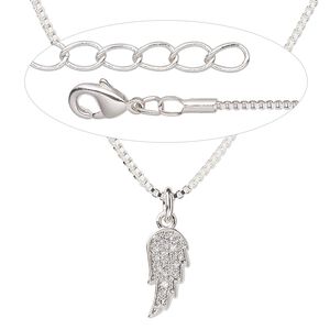 Necklace, Everyday Jewelry™, cubic zirconia charm and silver-plated brass chain, 18 inches with 1-inch extender chain. Sold individually.