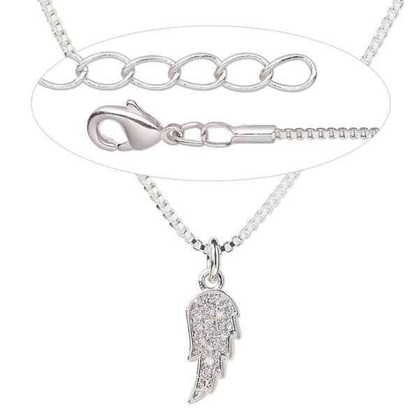 Necklace, Everyday Jewelry™, cubic zirconia charm and silver-plated brass chain, 18 inches with 1-inch extender chain. Sold individually. image number 0