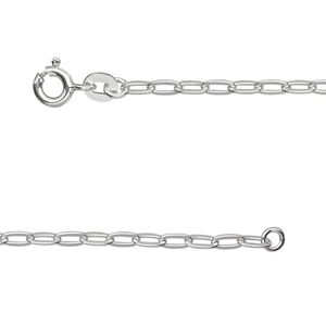 Chain 1pkg1 sterling silver cable, 2.5mm flat oval / springring clasp, 18 inch