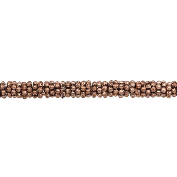 Bead, antiqued copper, 4x1mm beaded rondelle. Sold per 50-gram pkg, approximately 490 beads. image number 0