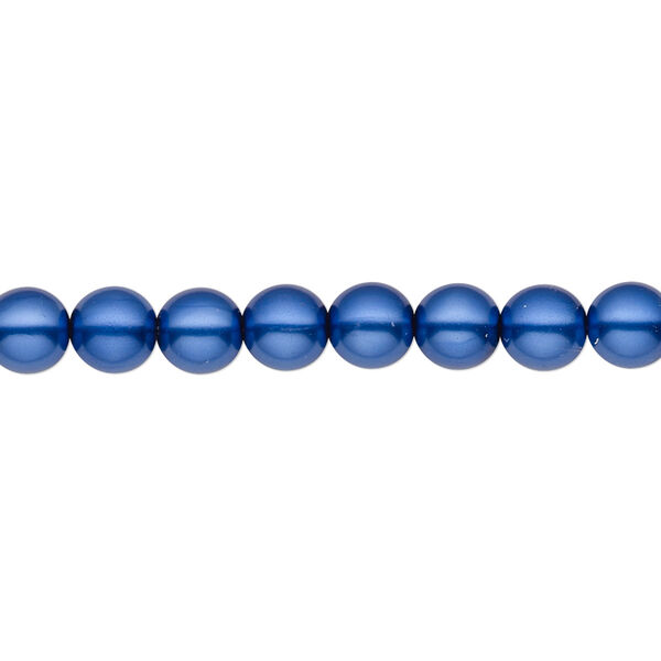 Bead, Czech pearl-coated glass druk, opaque royal blue, 6mm round. Sold per 15-1/2" to 16" strand. image number 0