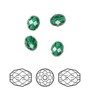 Bead 4pk majestic green, Crystal Passions® 7x6mm olive briolette 5044