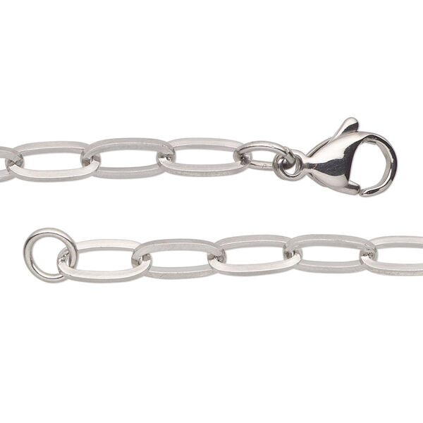 Chain, stainless steel, 4.8mm paperclip, 16 inches with lobster claw clasp. Sold individually. image number 0