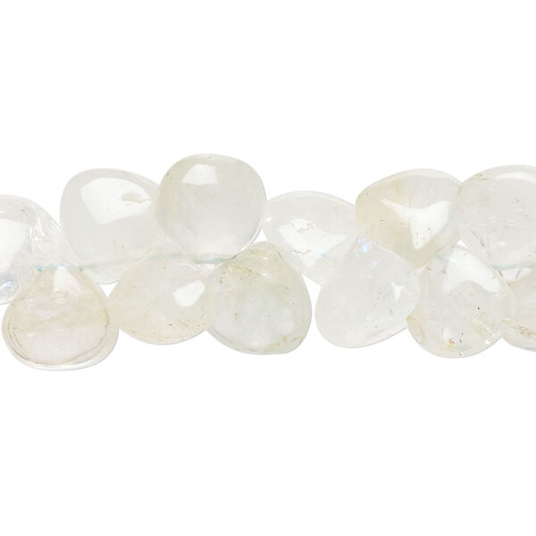 Bead, aquamarine (heated), 8-10mm hand-cut top-drilled puffed teardrop, D grade, Mohs hardness 7-1/2 to 8. Sold per 14-inch strand, approximately 100 beads. image number 0