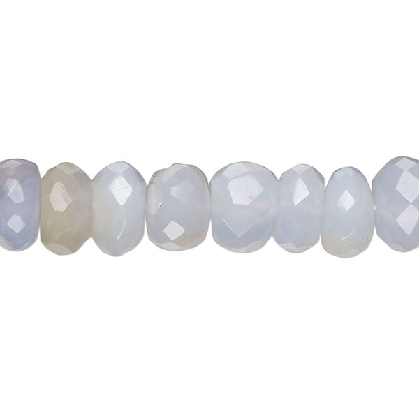 Blue chalcedony 1pkg1, hand-cut faceted rondelle bead, 14 inch 8x4mm-10x8mm image number 0