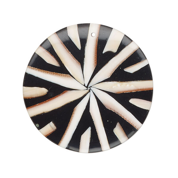 Focal, luanos shell (assembled), 30mm top-drilled round with star, Mohs hardness 3-1/2. Sold individually. image number 0