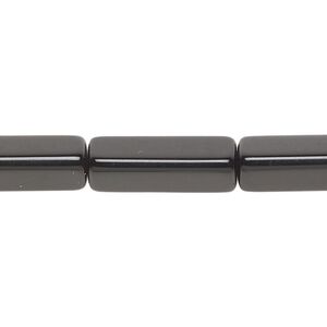 Bead, glass, opaque black, 20x7mm triangle tube. Sold per 14-inch strand, approximately 15 beads.