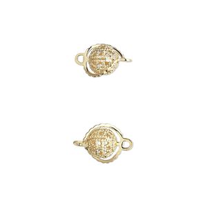 Link, gold-plated brass, 6mm wrapped filigree round. Sold per pkg of 100.