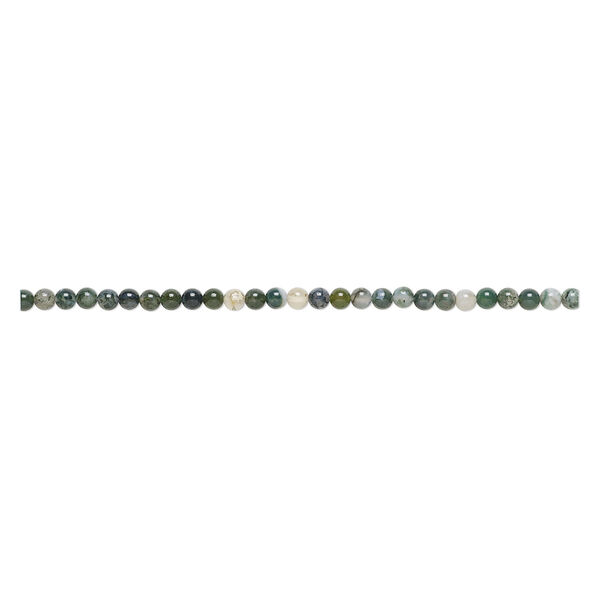 Bead, moss agate (natural), 8mm round, B grade, Mohs hardness 6-1/2 to 7. Sold per 15-1/2" to 16" strand. image number 1