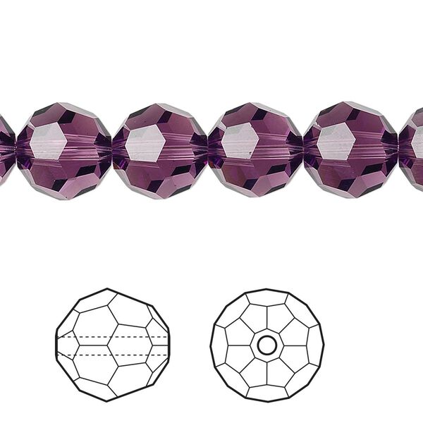 Bead 6pk amethyst, Crystal Passions® 10mm round 5000 image number 0