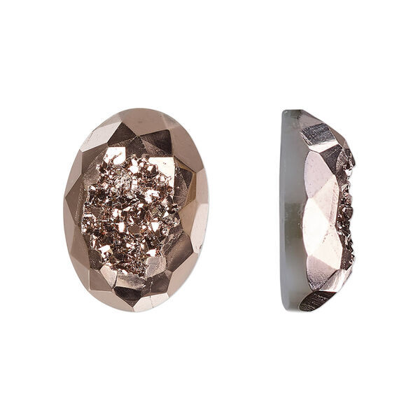 Druzy agate 1pkg1, hand-cut calibrated faceted oval cab B grade, 18x13mm image number 0