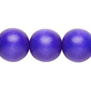 Bead, Taiwanese cheesewood (dyed / waxed), cobalt, 15-16mm round. Sold per 15-1/2" to 16" strand.