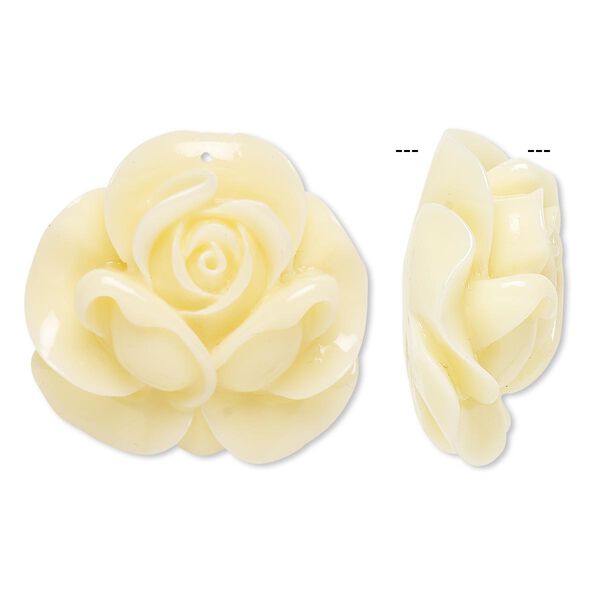 Focal, resin, antique white, 35x34mm rose. Sold individually. image number 0