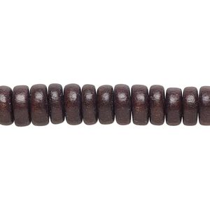 Bead, Taiwanese cheesewood (dyed / waxed), chocolate brown, 8x4mm rondelle. Sold per pkg of (2) 15-1/2" to 16" strands.