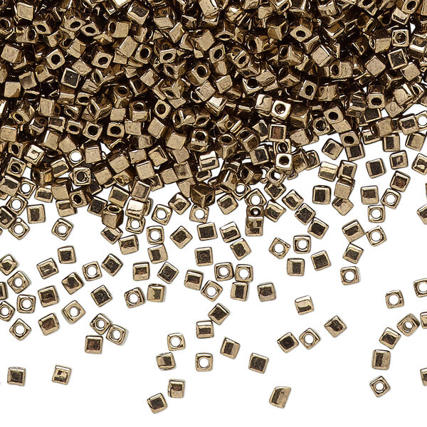 Seed bead, Miyuki 1pkg10g, glass, 1.8 square, opaque metallic dark bronze (SB-457) image number 0