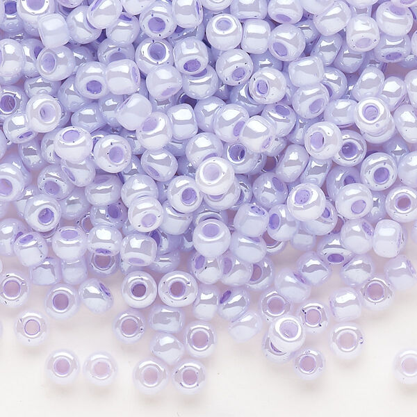 Seed bead, Dyna-Mites™, glass, opaque ceylon pastel lilac, #6 round. Sold per 40-gram pkg. image number 0