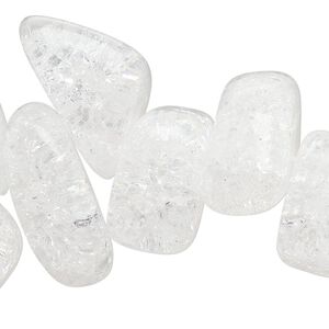 Bead, crackle glass, transparent clear, gigantic chip. Sold per 15-inch strand.