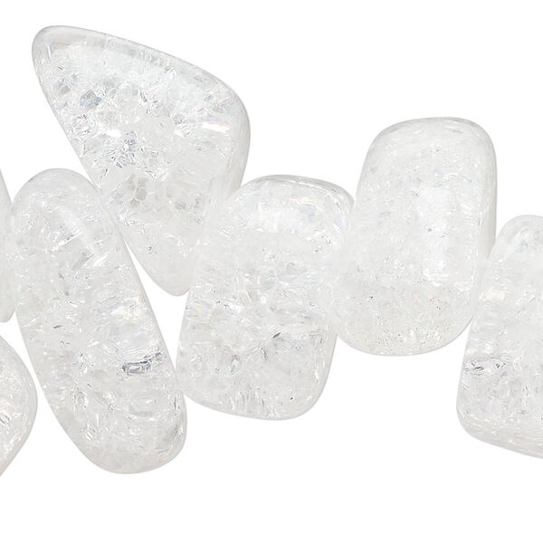 Bead, crackle glass, transparent clear, gigantic chip. Sold per 15-inch strand. image number 0