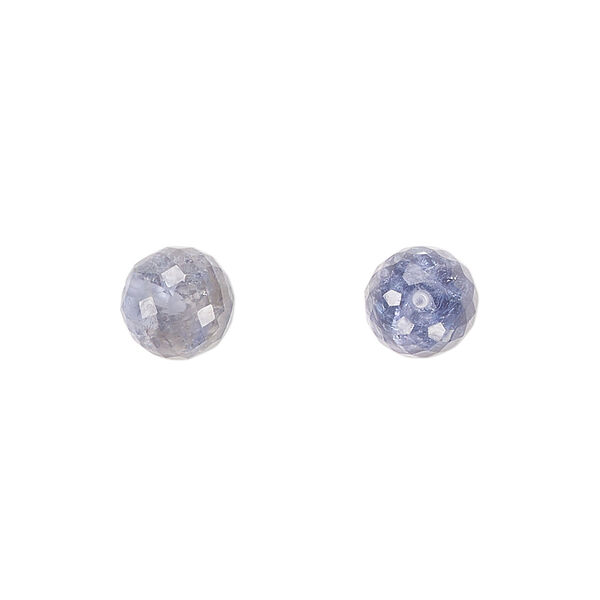 Bead, iolite (natural), 8mm hand-cut half-drilled faceted round, C grade, Mohs hardness 7 to 7-1/2. Sold per pkg of 2. image number 0