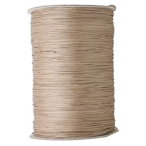 Cord, waxed cotton, tan, 1mm round. Sold per 1,000-yard spool.